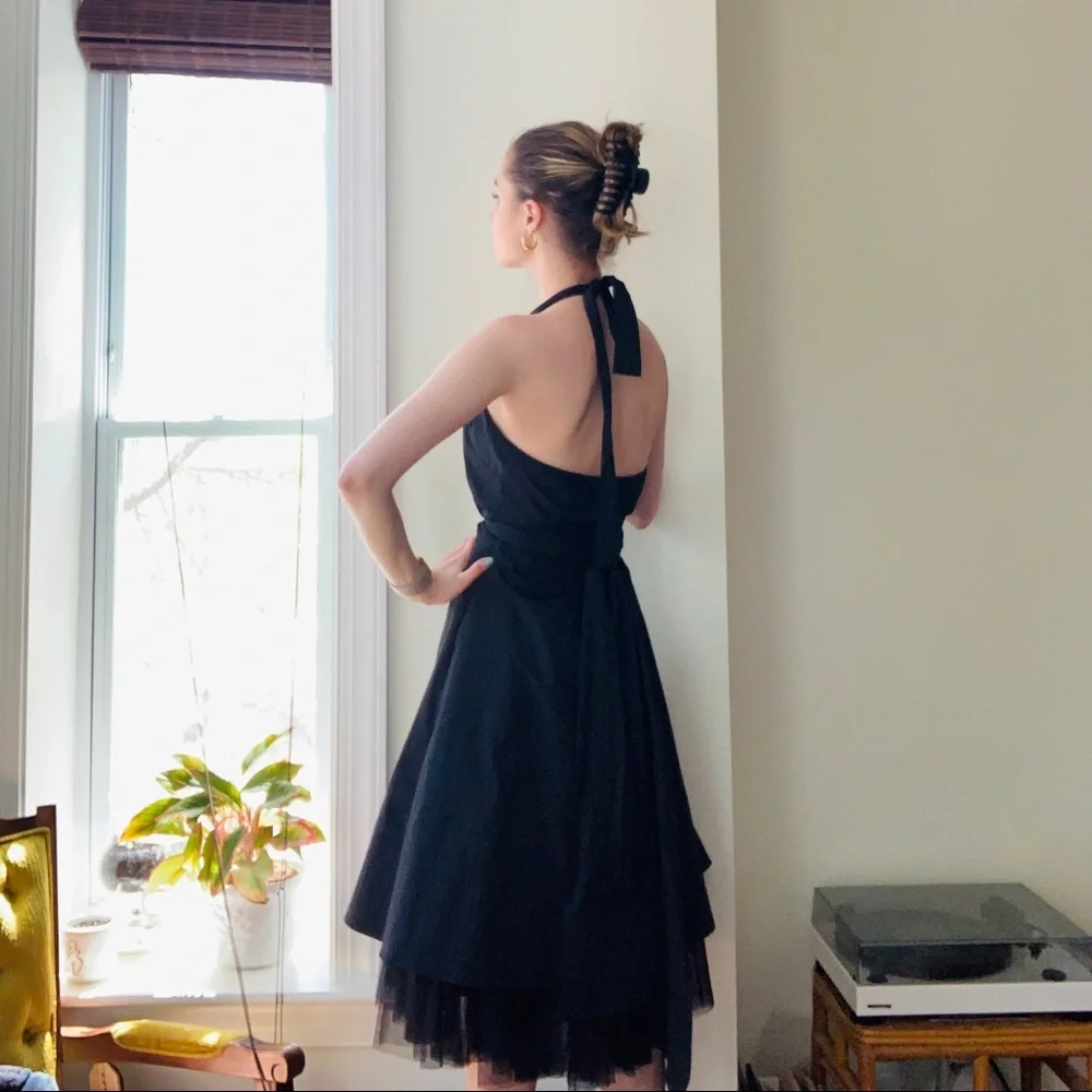 BCBG Black Tulle Halter Dress - Picture 3 of 5